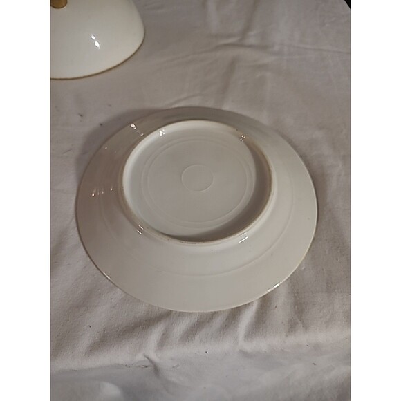 Vtg Hand Painted Gold Plated Nippon Footed Mayonnaise Bowl and Drip Plate 2 Pc - Picture 8 of 8